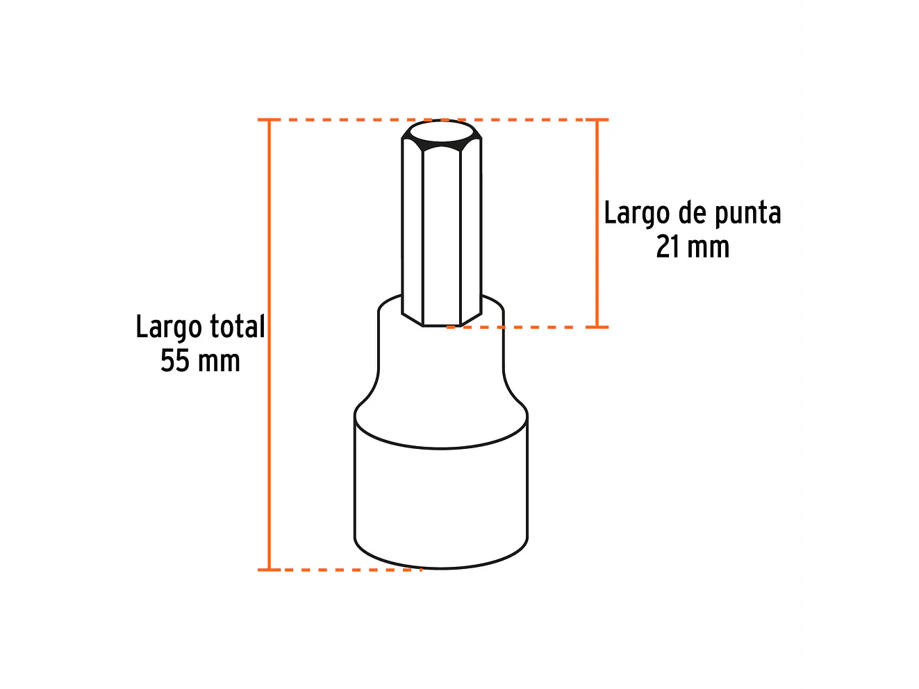 Juego de copas punta hexagonal, mando 1/2