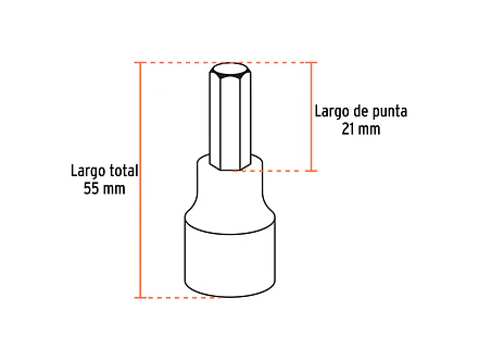 Juego de copas punta hexagonal, mando 1/2