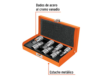 Juego de copas punta hexagonal, mando 1/2