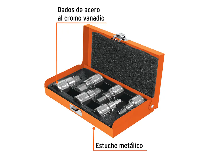Juego de copas punta hexagonal, mando 1/2
