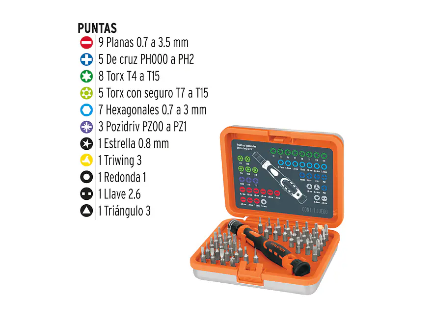 Juego Destornilladores joyero, 43 pzas Truper 14163 - Foto 2 | aztools.co