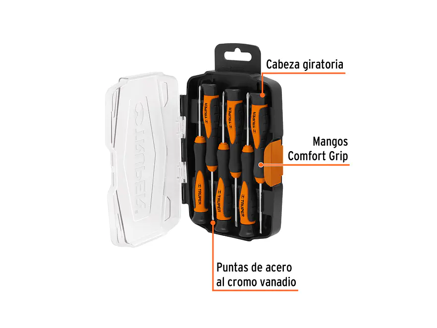 Juego de destornilladores largos de joyero, 6 piezas Truper 14156 - Foto 3 | aztools.co