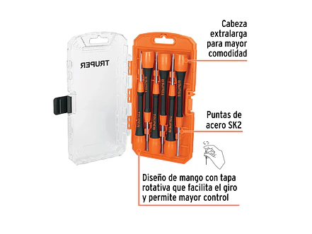 Juego con Destornilladores de joyero, 6 piezas Truper 14202 - Foto 3 | aztools.co