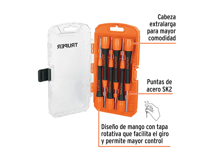 Juego con Destornilladores de joyero, 6 piezas Truper 14202 - Foto 3 | aztools.co