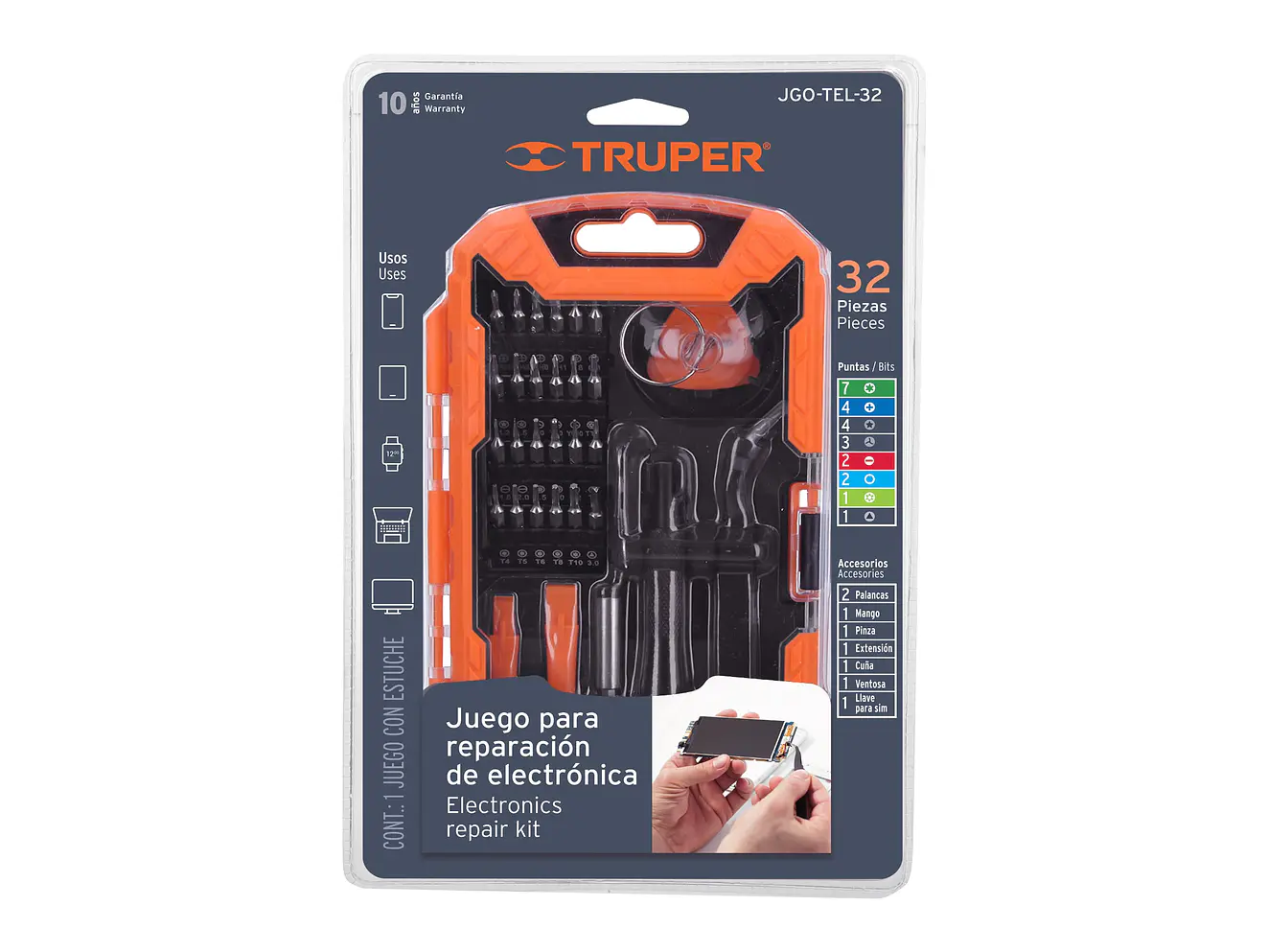Juego de herramientas para reparación de celulares 32 piezas Truper 17762 - Foto 5 | aztools.co