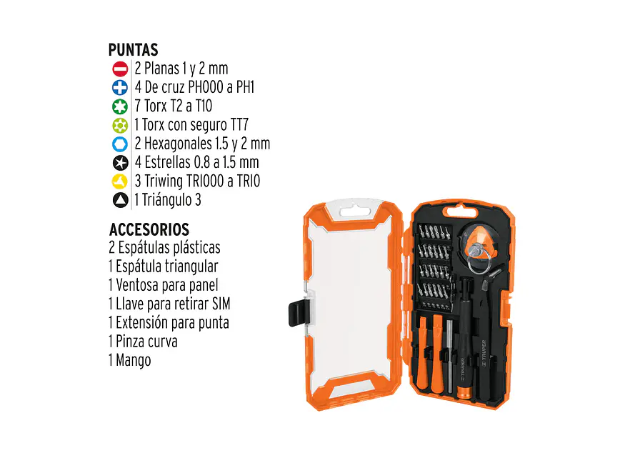 Juego de herramientas para reparación de celulares 32 piezas Truper 17762 - Foto 2 | aztools.co