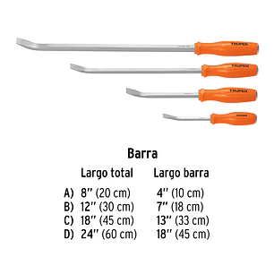 Juego con 4 barras de palanca Truper 101047