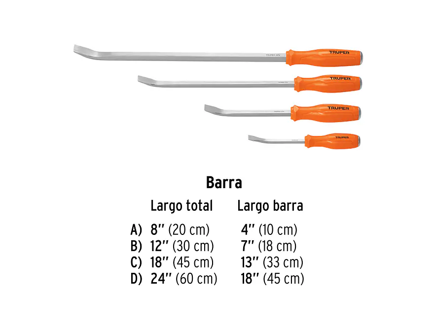 Juego con 4 barras de palanca Truper 101047 - Foto 2 | aztools.co