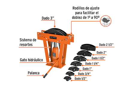 Doblador de tubo hidráulico Truper 12884, 16 toneladas  - Foto 3 | aztools.co