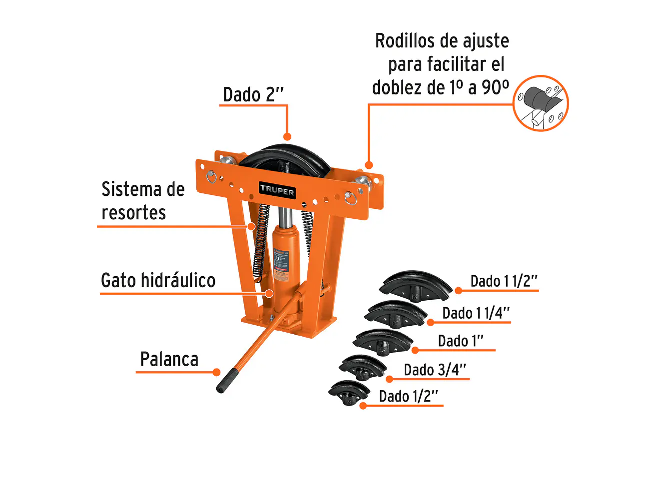 Doblador de tubo hidráulico Truper 12883, 12 toneladas  - Foto 3 | aztools.co