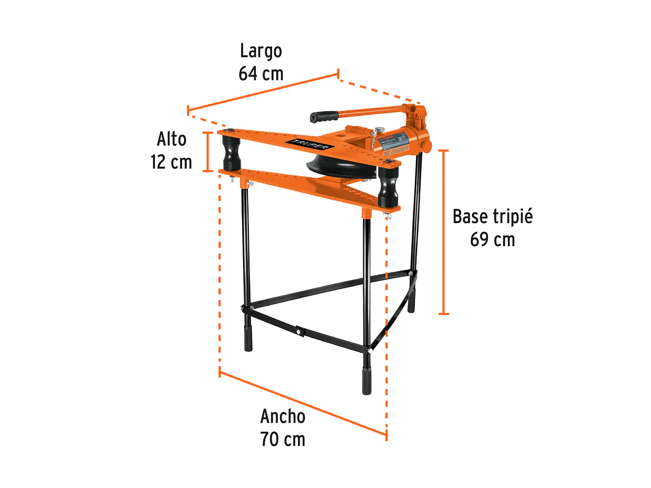 Doblador de tubo hidráulico, 12 toneladas, horizontal