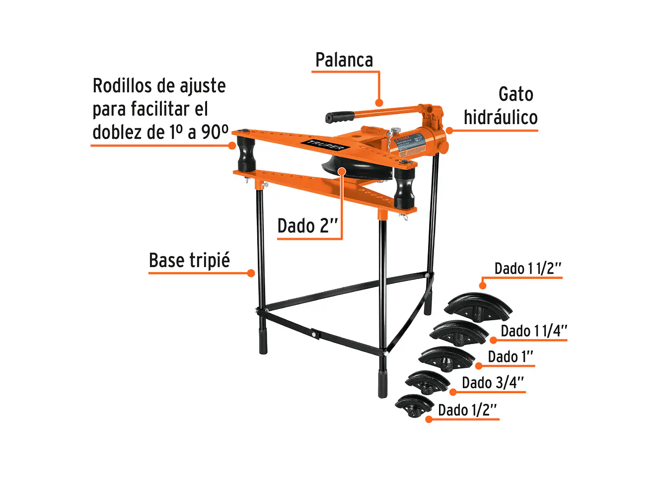 Doblador de tubo hidráulico, 12 toneladas, horizontal