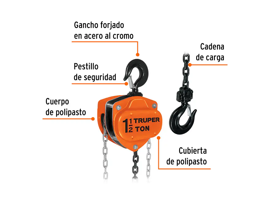 Diferencial Truper 16825 de 1-1/2 toneladas - Foto 2 | aztools.co