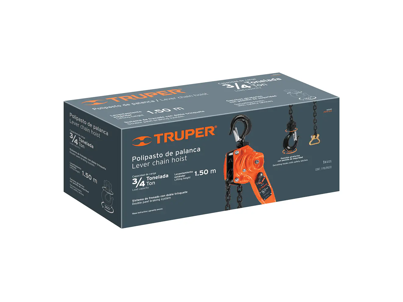 Diferencial de palanca Truper 16840, 3/4 toneladas  - Foto 4 | aztools.co