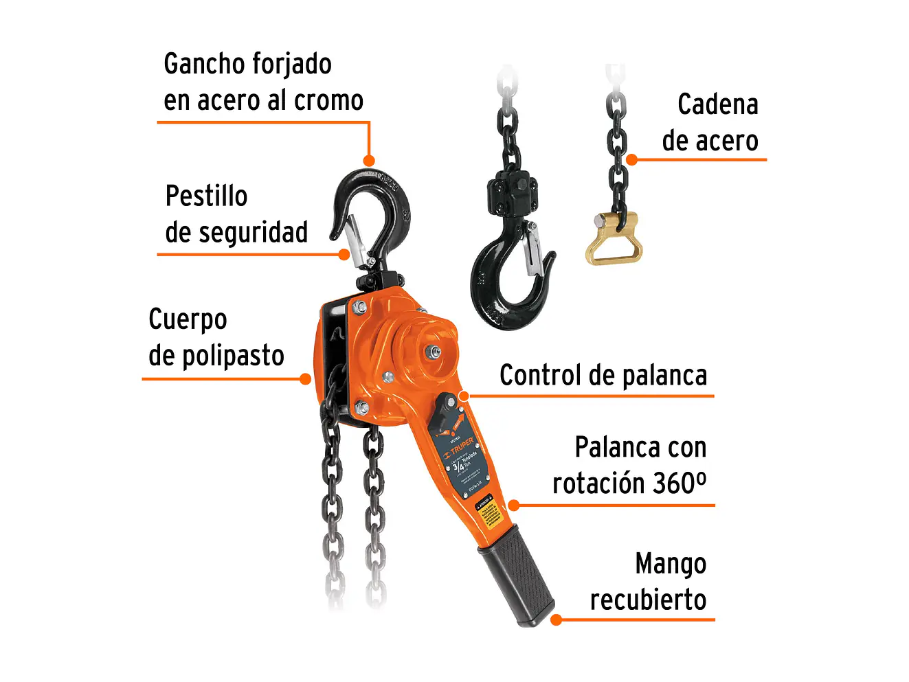 Diferencial de palanca Truper 16840, 3/4 toneladas  - Foto 2 | aztools.co