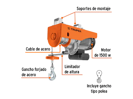 Diferencial eléctrico Truper 16846, 600 kg  - Foto 3 | aztools.co