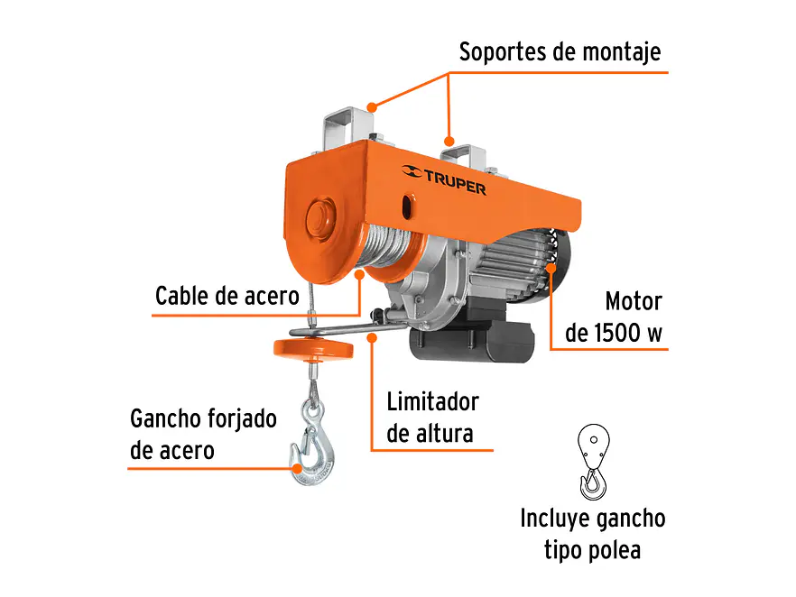 Diferencial eléctrico Truper 16846, 600 kg  - Foto 3 | aztools.co