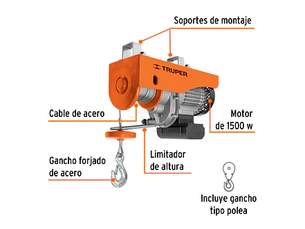 Diferencial eléctrico Truper 16845, 400 kg - Foto 3 | aztools.co