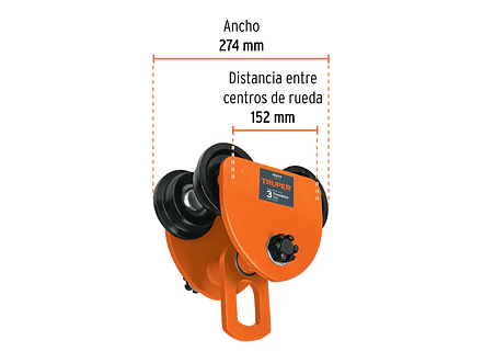 Trole de carga para vigas IPS e IPR, ajustable, 3 Ton