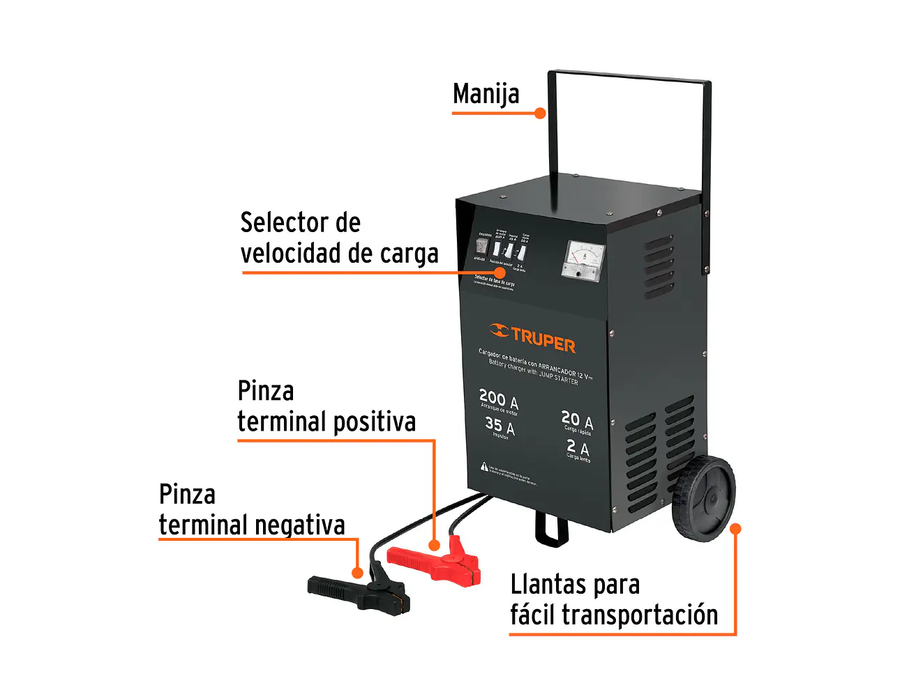 Cargador de baterías 200 A Truper 13029 - Foto 3 | aztools.co