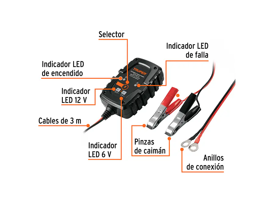 Cargador Baterías Truper 101610 1A 6V/12V  - Foto 3 | aztools.co