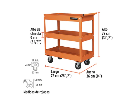 Carro de servicio, 3 charolas Truper 11528 - Foto 2 | aztools.co