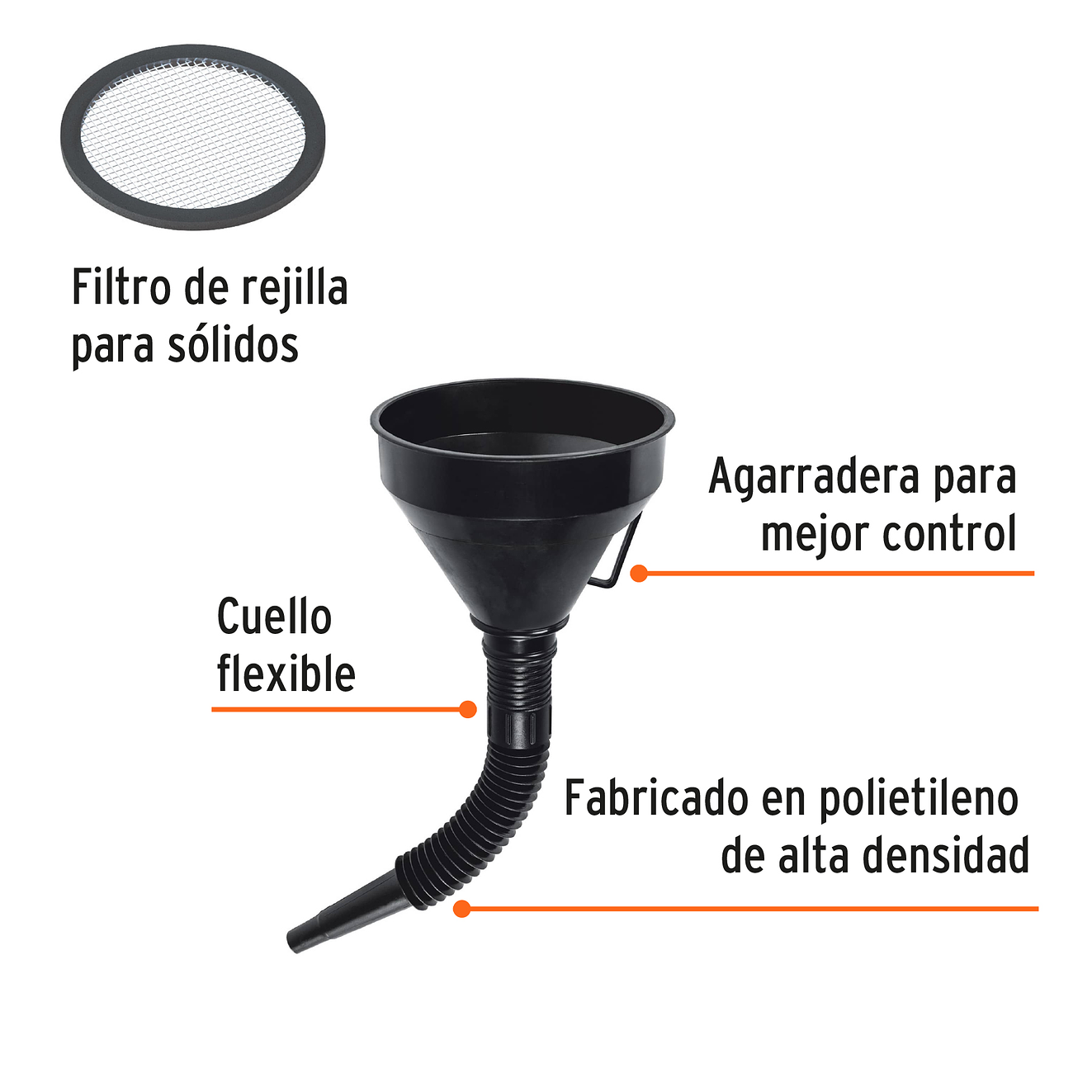 Embudo plástico flexible con filtro 5' TRUPER 11207 2