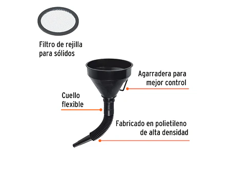Embudo plástico flexible con filtro 5' TRUPER 11207 - Foto 2 | aztools.co