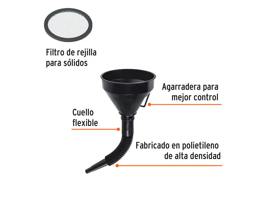 Embudo plástico flexible con filtro 5' TRUPER 11207 - Foto 2 | aztools.co
