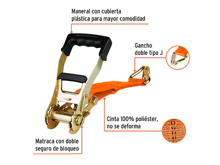 Eslinga con ratchet, carga máxima 3000 kg Truper 19286 - Foto 2 | aztools.co