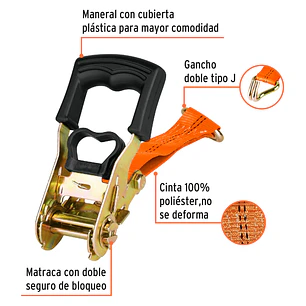 Sujetadores con matraca, carga máxima 1500 kg, 2 piezas Truper 101831