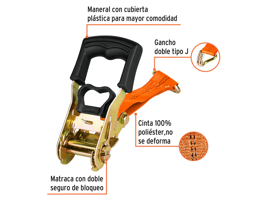 Sujetadores con matraca, carga máxima 1500 kg, 2 piezas Truper 101831 - Foto 2 | aztools.co
