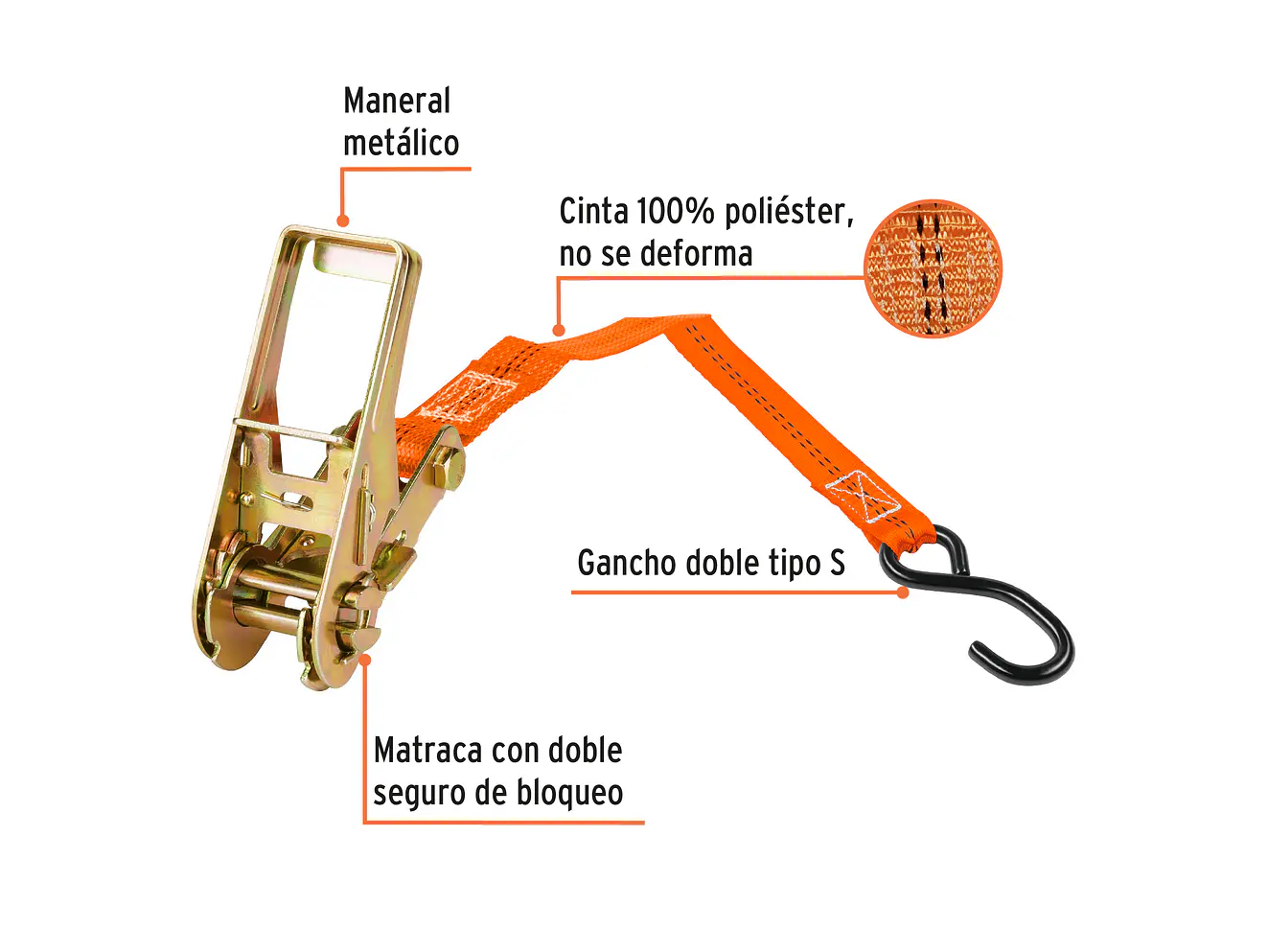 Sujetadores con matraca, carga máxima 1125 kg, 2 piezas Truper 19282 - Foto 2 | aztools.co