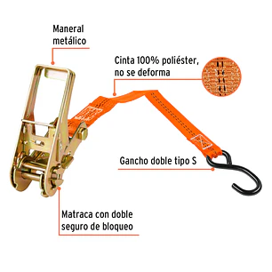 Sujetadores con matraca, carga máxima 1125 kg, 2 piezas Truper 19282