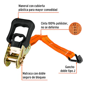 Eslinga con ratchet, carga máxima 1000 kg, 2 piezas Truper 19285