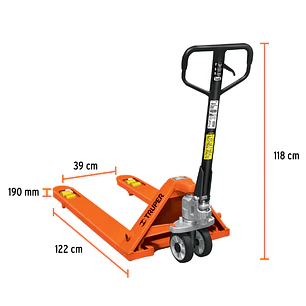 Estibador Truper 15081 2 toneldas, Elevación máx. 190mm - No rayan superficies