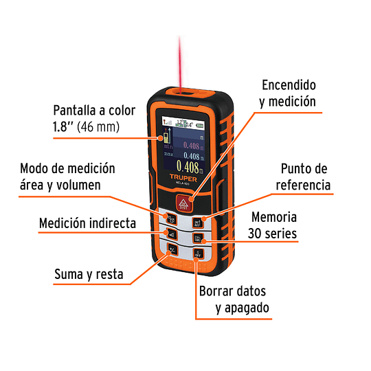 Medidor láser de distancia, 100m