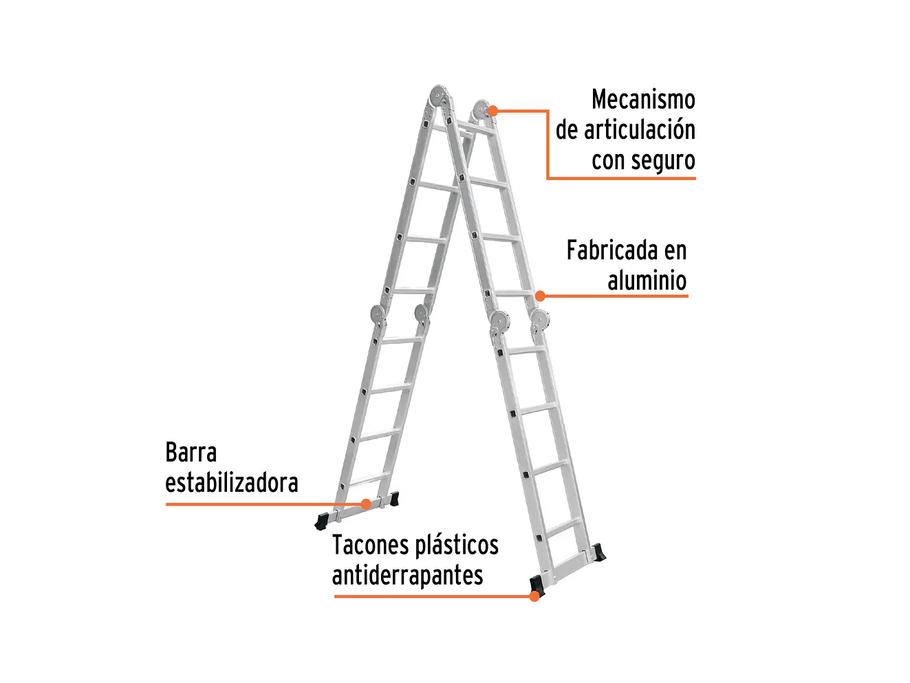 Escalera multiposición Truper 101906 16 peldaños, Tipo I