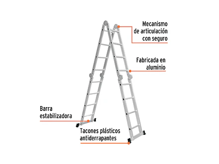 Escalera multiposición Truper 101906 16 peldaños, Tipo I