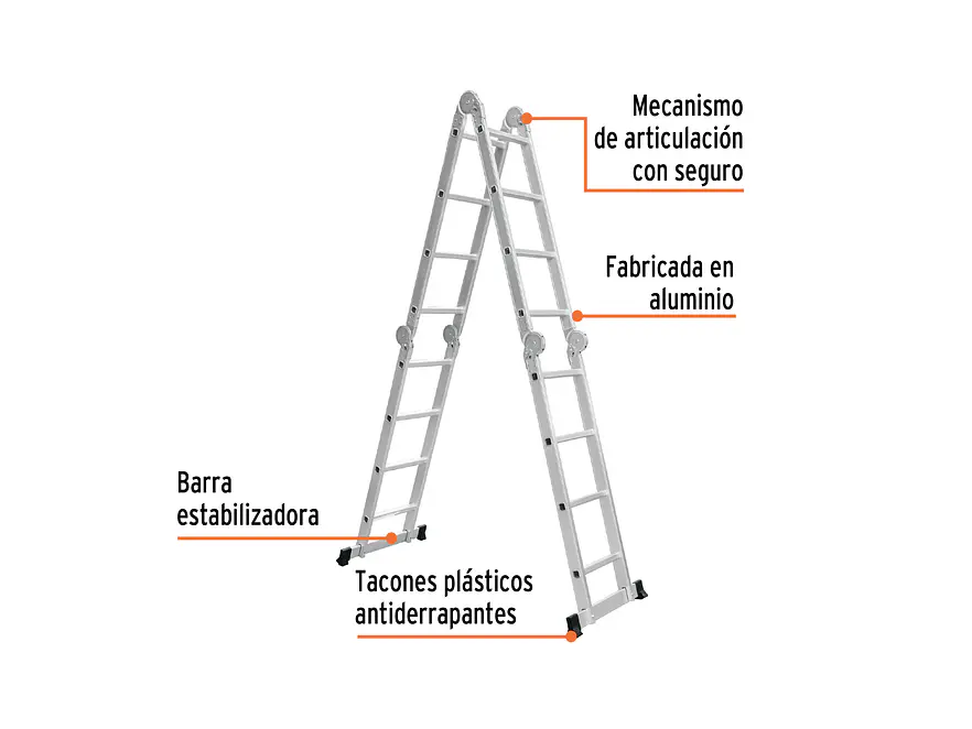 Escalera multiposición Truper 101906 16 peldaños, Tipo I
