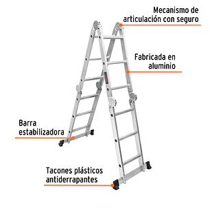 Escalera multiposición Truper 100495, 12 peldaños, Tipo I