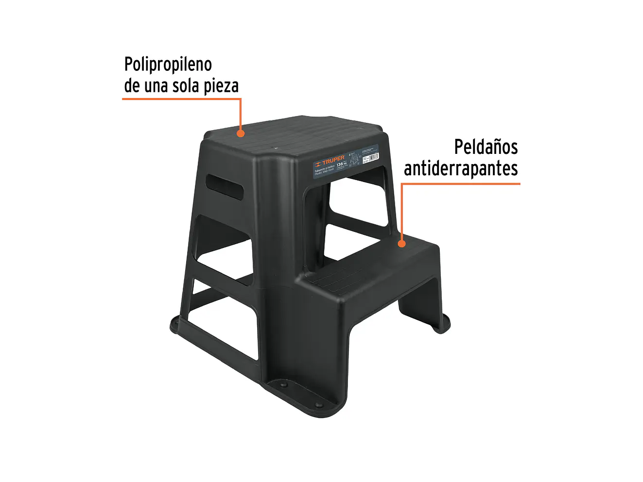 Taburete de 2 escalones TRUPER 10499 - Foto 3 | aztools.co
