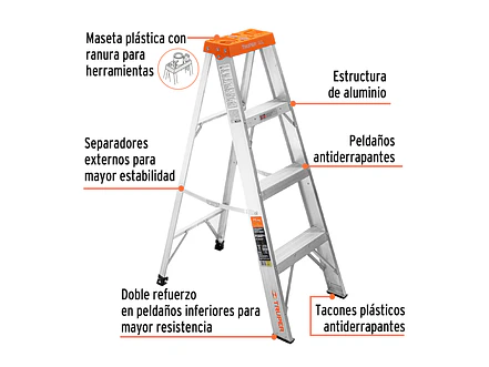 Escalera de tijera Truper 10435 tipo 2, 3 escalones  - Foto 3 | aztools.co
