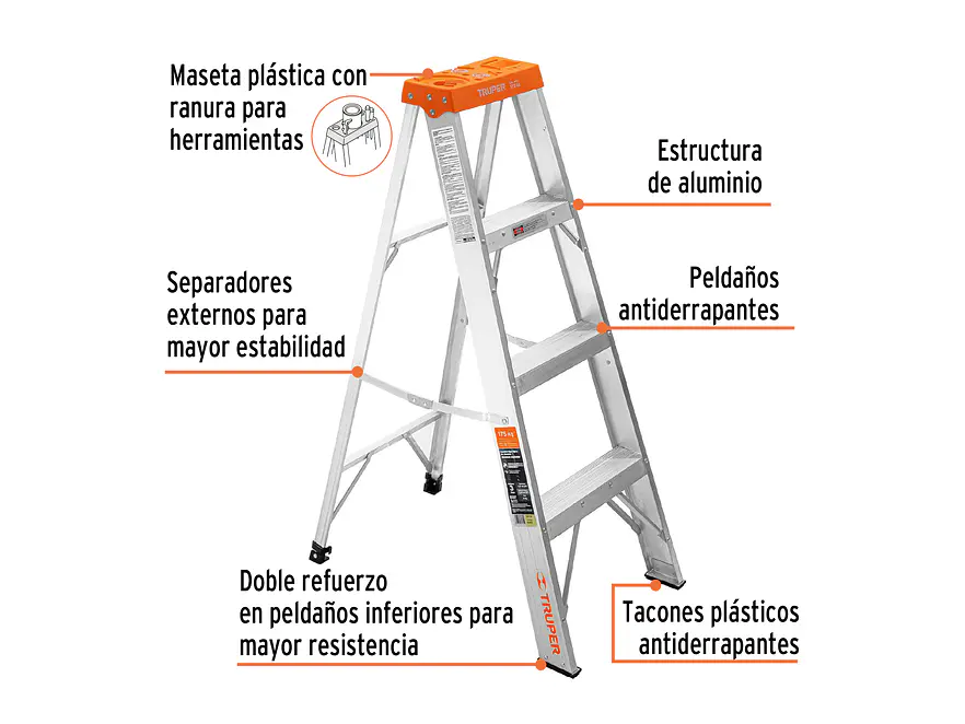 Escalera de tijera Truper 10435 tipo 2, 3 escalones  - Foto 3 | aztools.co