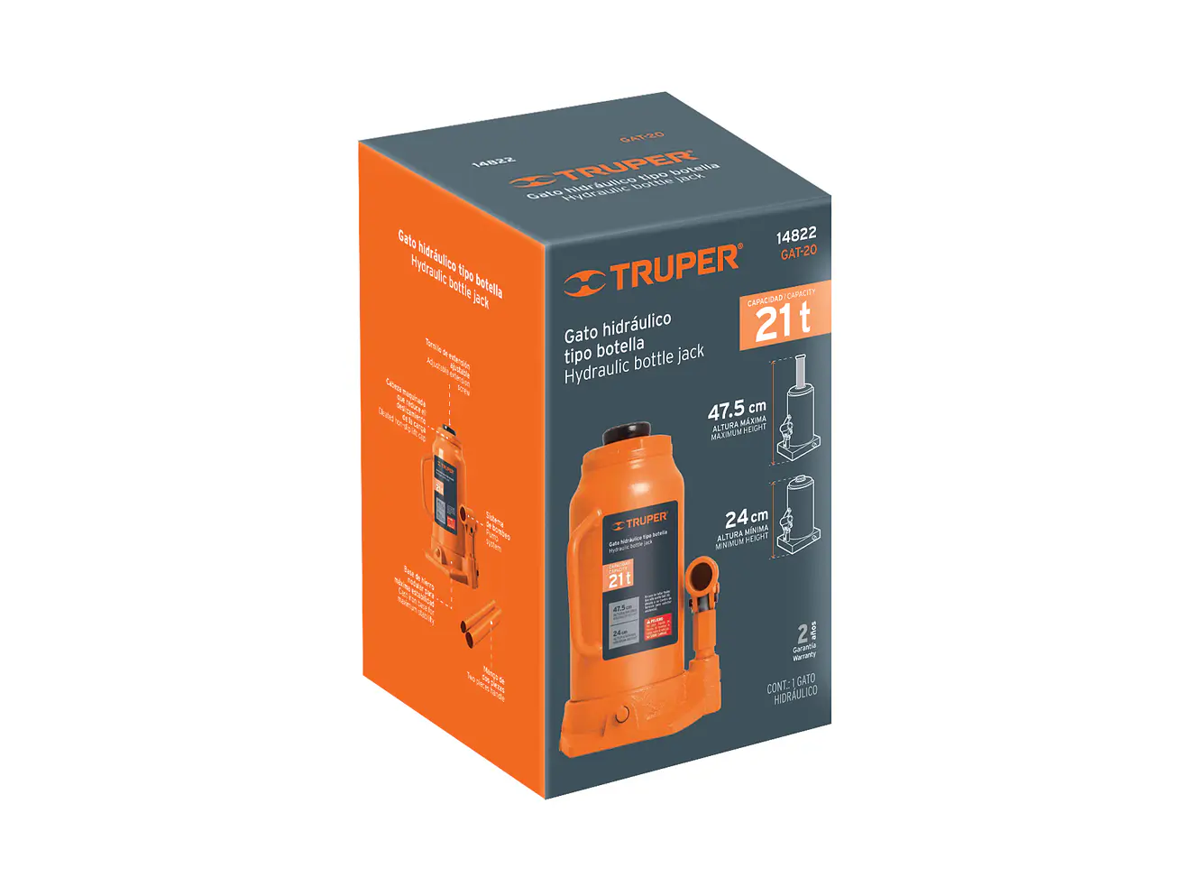 Gato de Botella Truper 14822 - 21 Toneladas | Elevación Segura y Estable - Foto 4 | aztools.co