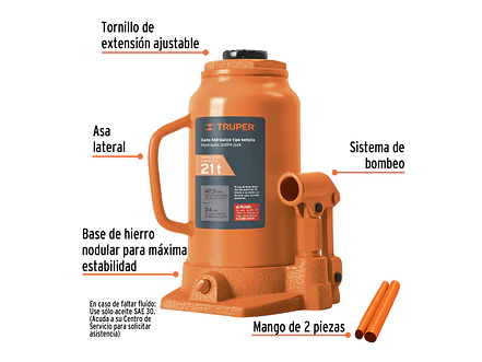 Gato de Botella Truper 14822 - 21 Toneladas | Elevación Segura y Estable - Foto 2 | aztools.co
