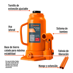 Gato de botella Truper 14820, 16 toneladas 