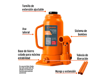 Gato de botella Truper 14820, 16 toneladas  - Foto 2 | aztools.co