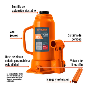 Gato de botella Truper 14818, 12 toneldas