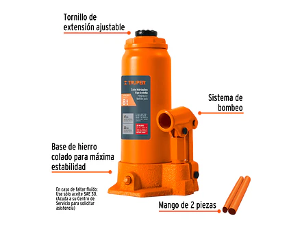 Gato de botella Truper 14816, 8 toneladas  - Foto 2 | aztools.co